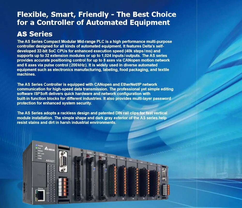 As332p-a/16di, 16do (NPN) , 6 Groups of 200K Ab Phase Input, 6 Axes of 200K Ab Phase Output, 128K Step Capacity, Built-in Ethernet Port, RS485X2, Micro SD Card,