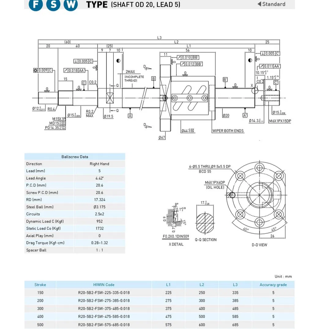 The Ball Screw Is Processed According to The Drawingr0802 R1204 R1605 R3205 R4005 R5010 R6310 R1616 R2020 R3232 R4040 R5050 R2010r2005 R10010 6350